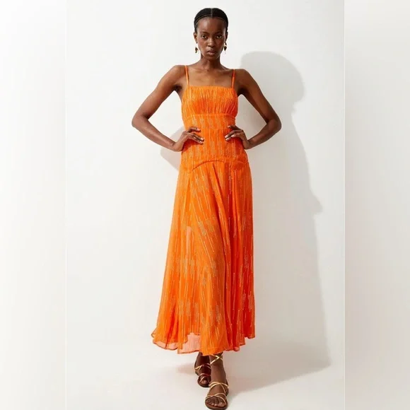 Karen Millen | Dresses | Karen Millen Sparkle Iridescent Strappy Maxi Dress  Size 6 New With Tag | Poshmark